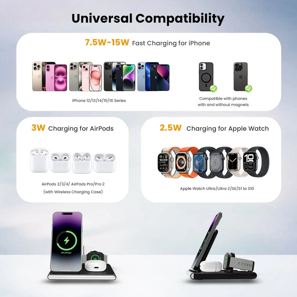 4‑in‑1 Foldable Wireless Charging Station with LED Night Light DC-Jabees