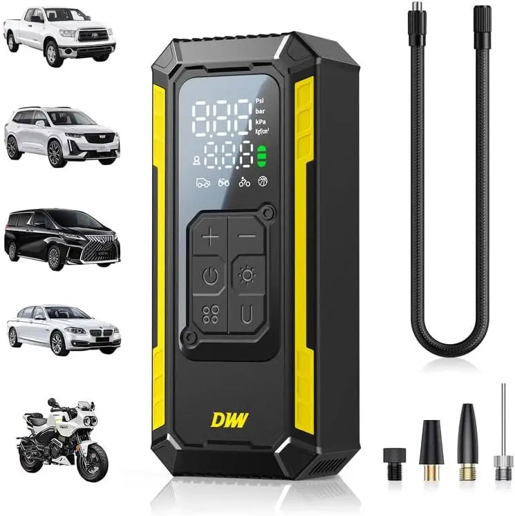 Portable Tire Inflator with Digital Gauge, 150 PSI Air Compressor for Car, Motorcycle, Bicycle - Auto Shut-Off & LED