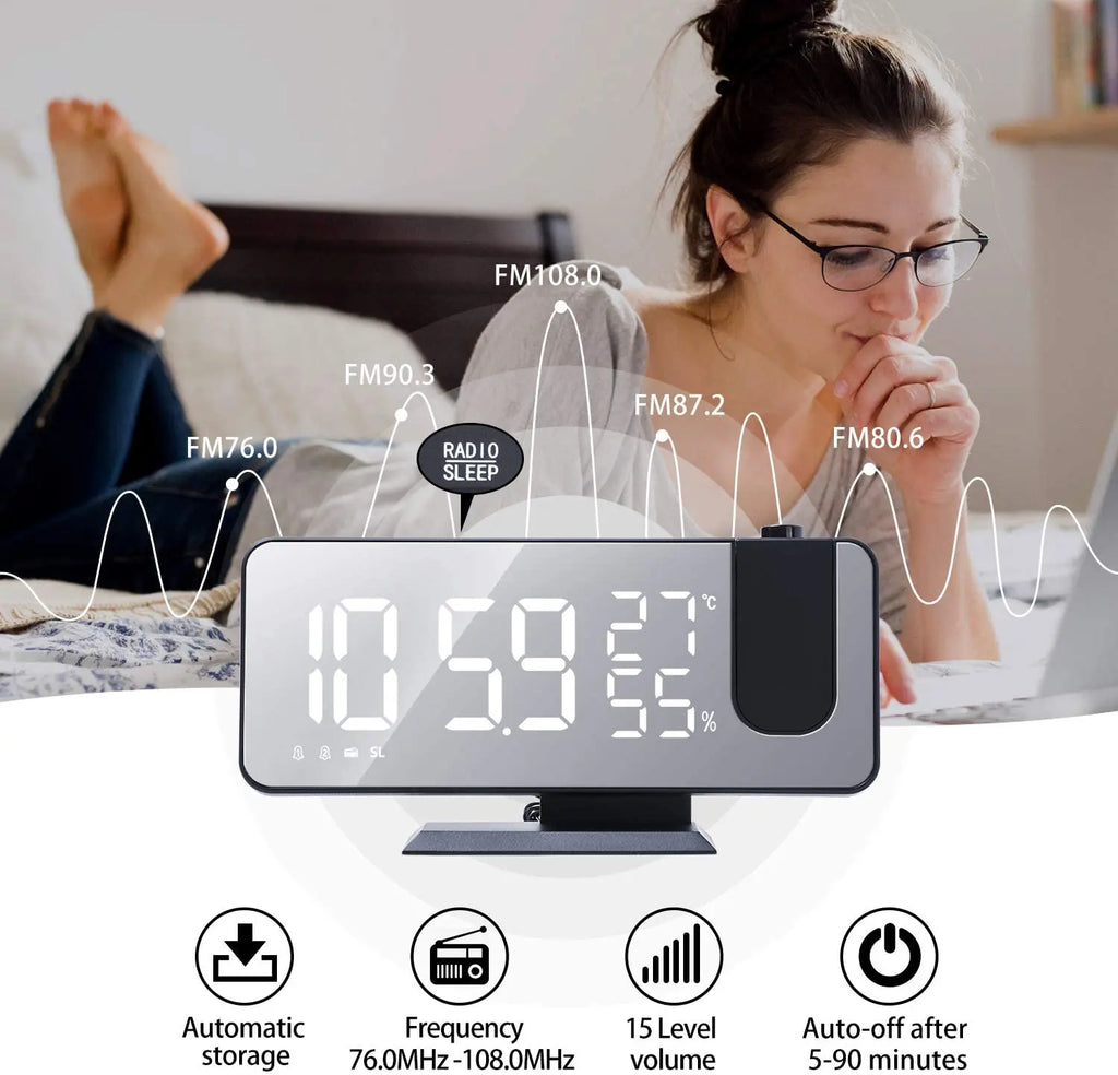 LED Projection Digital Alarm Clock with Phone Charger DC-THE CEO
