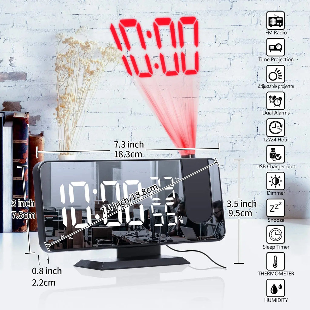 LED Projection Digital Alarm Clock with Phone Charger DC-THE CEO