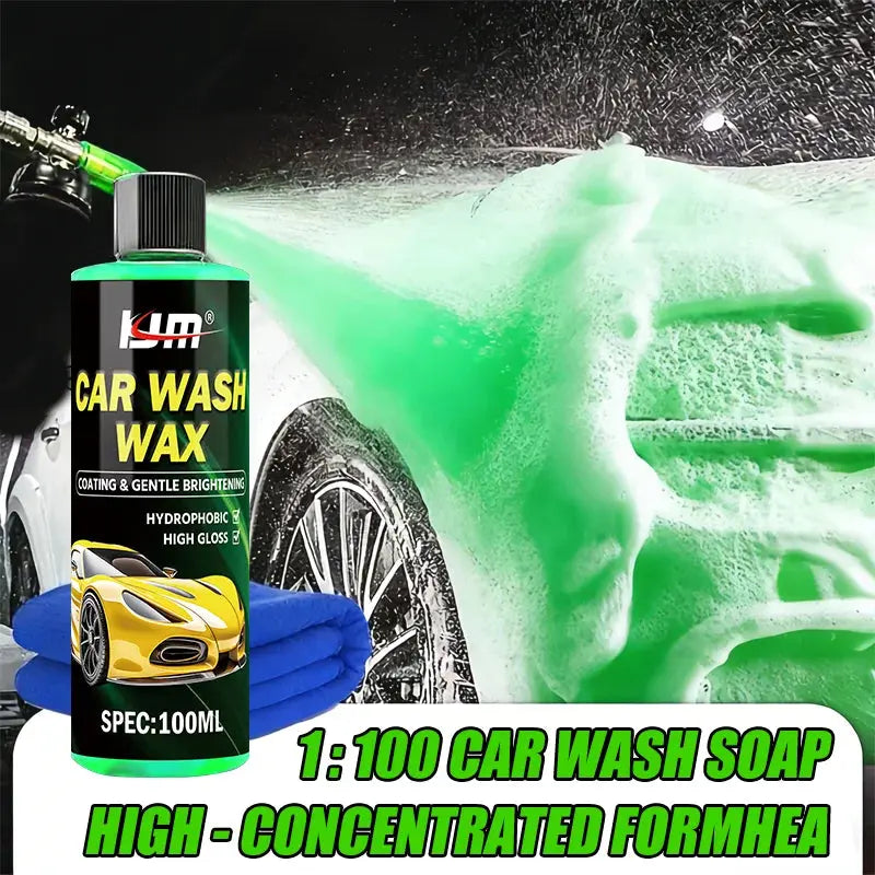 Concentrated Car Wash & Wax Shampoo – High-Foam Gloss Cleaner (100ml) PrimeFinds