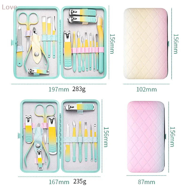 10Pcs Nail Clippers Set Manicure Pedicure Kit Stainless Steel Pedicure Clipper Tools With Grooming Travel With Case