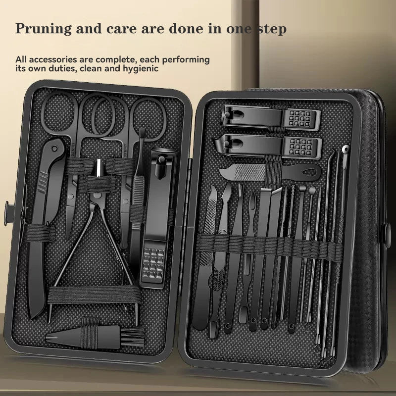 Nail clipper covers, complete set of decoration nails, 24-piece black diamond nail art, dead skin clipper, slanted nail clipper