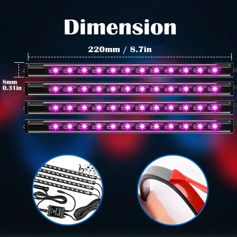 Bluetooth RGB LED Car Interior Light Strip (Music Sync) PrimeFinds