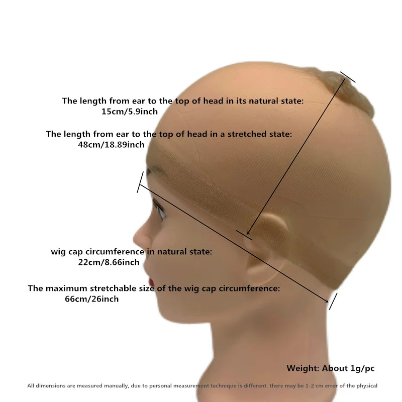 2/10/24Pieces Ultra-Thin HD Sheer Wig Caps for Women Invisible Stocking Bald Cap Lace Front Wig Accessories