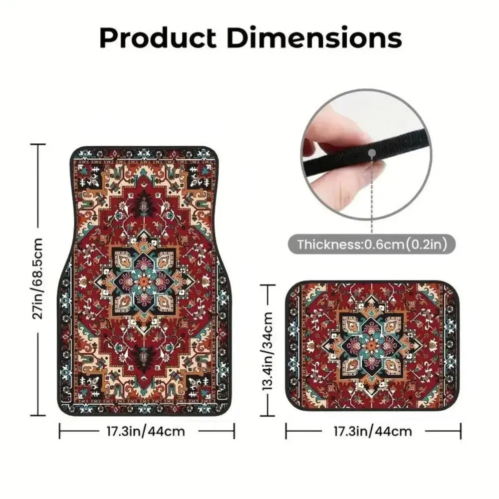Bohemian 4‑Piece Car Floor Mats – Heavy Duty & Anti‑Slip PrimeFinds