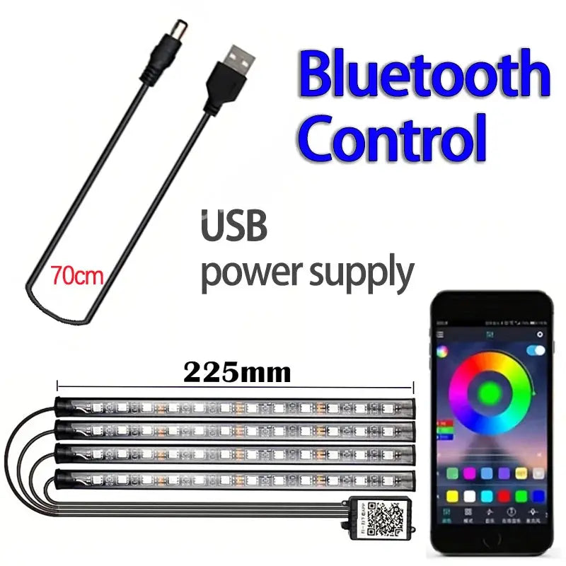 Bluetooth RGB LED Car Interior Light Strip (Music Sync) PrimeFinds