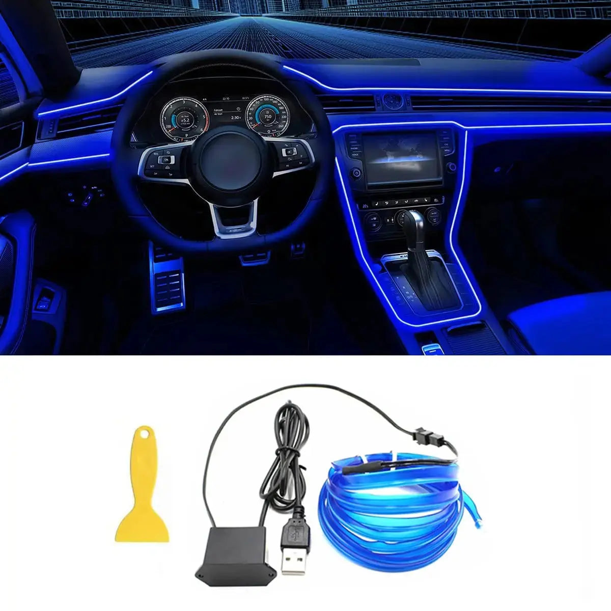 5M USB Car Interior LED Strip Light – Flexible Neon Ambient Lighting PrimeFinds