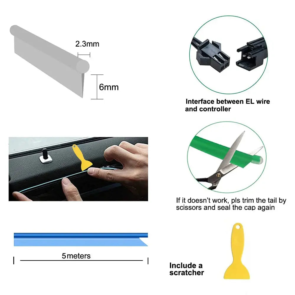 5M USB Car Interior LED Strip Light – Flexible Neon Ambient Lighting PrimeFinds