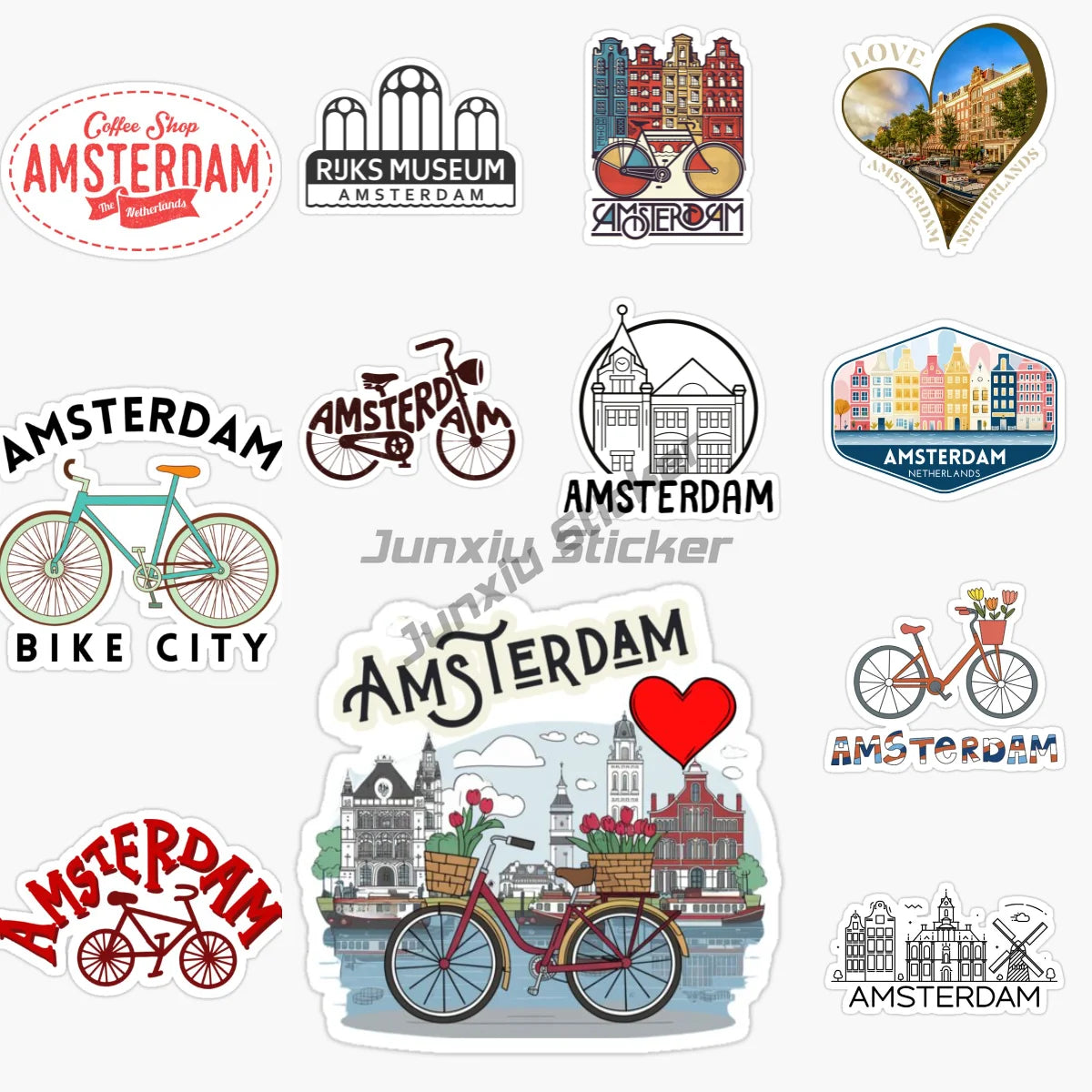 Amsterdam Landscape National Flag and Emblem Vinyl Self-adhesive Decal Car Waterproof Car Bumper Sticker Car Accessories KK10cm