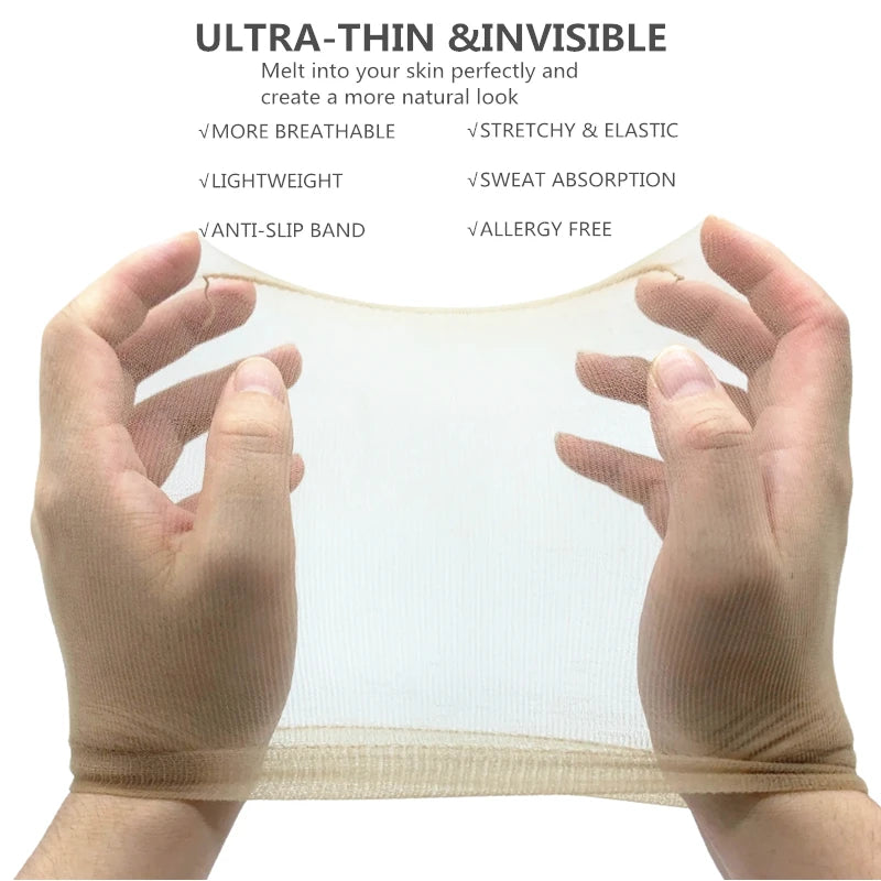 2/10/24Pieces Ultra-Thin HD Sheer Wig Caps for Women Invisible Stocking Bald Cap Lace Front Wig Accessories