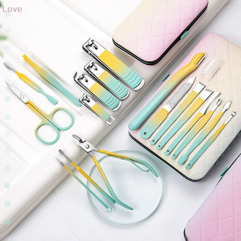 10Pcs Nail Clippers Set Manicure Pedicure Kit Stainless Steel Pedicure Clipper Tools With Grooming Travel With Case