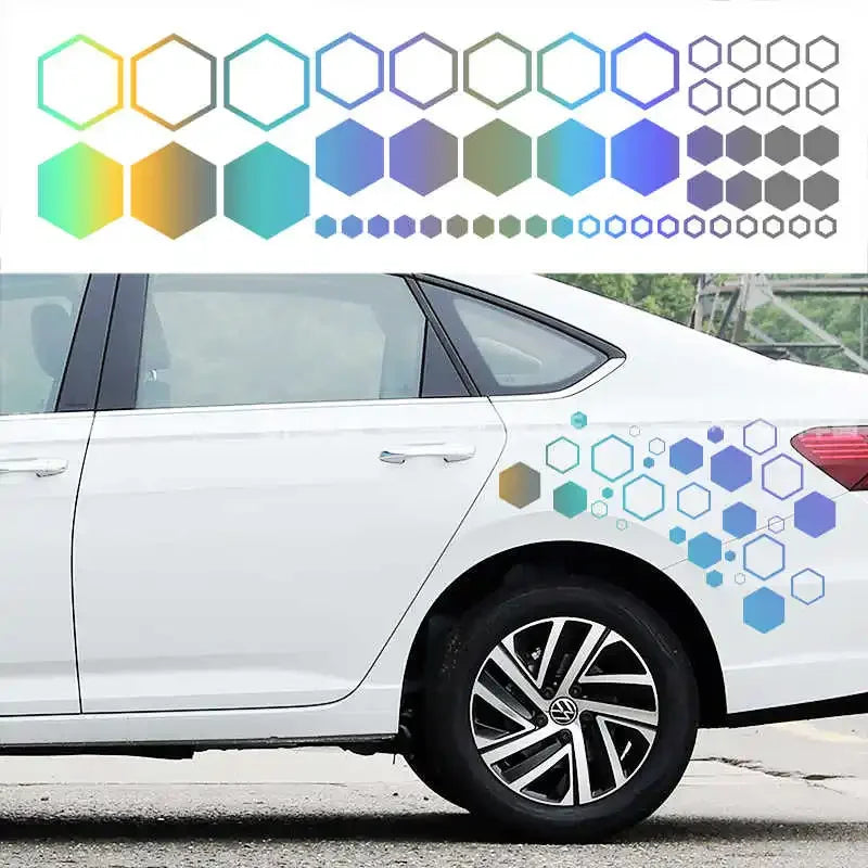 52Pcs/Set Car Cool Sticker Universal Car Graphics Honeycomb Open Style Sticker Auto Graphics Decor Tuning Car Side Sticker