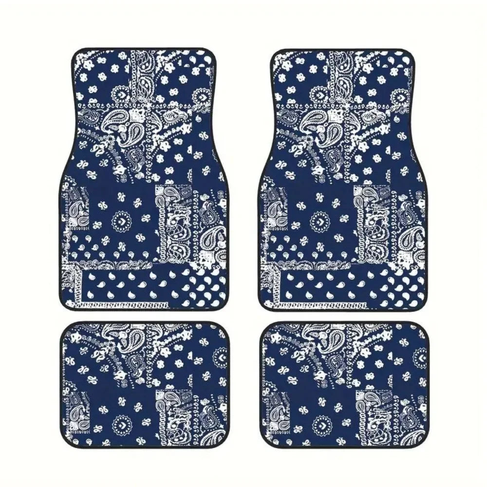 4Pcs Bohemian Car Floor Mats Anti-slip Heavy Duty Persian Carpet Dirty Resistant Car Decoration Car Floor Protector Rugs
