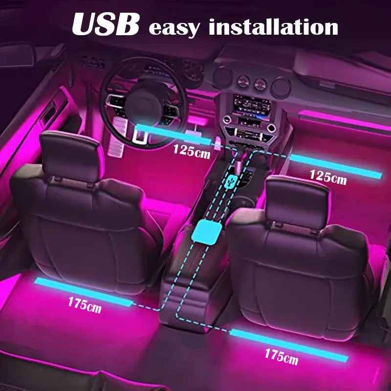 Bluetooth RGB LED Car Interior Light Strip (Music Sync) PrimeFinds