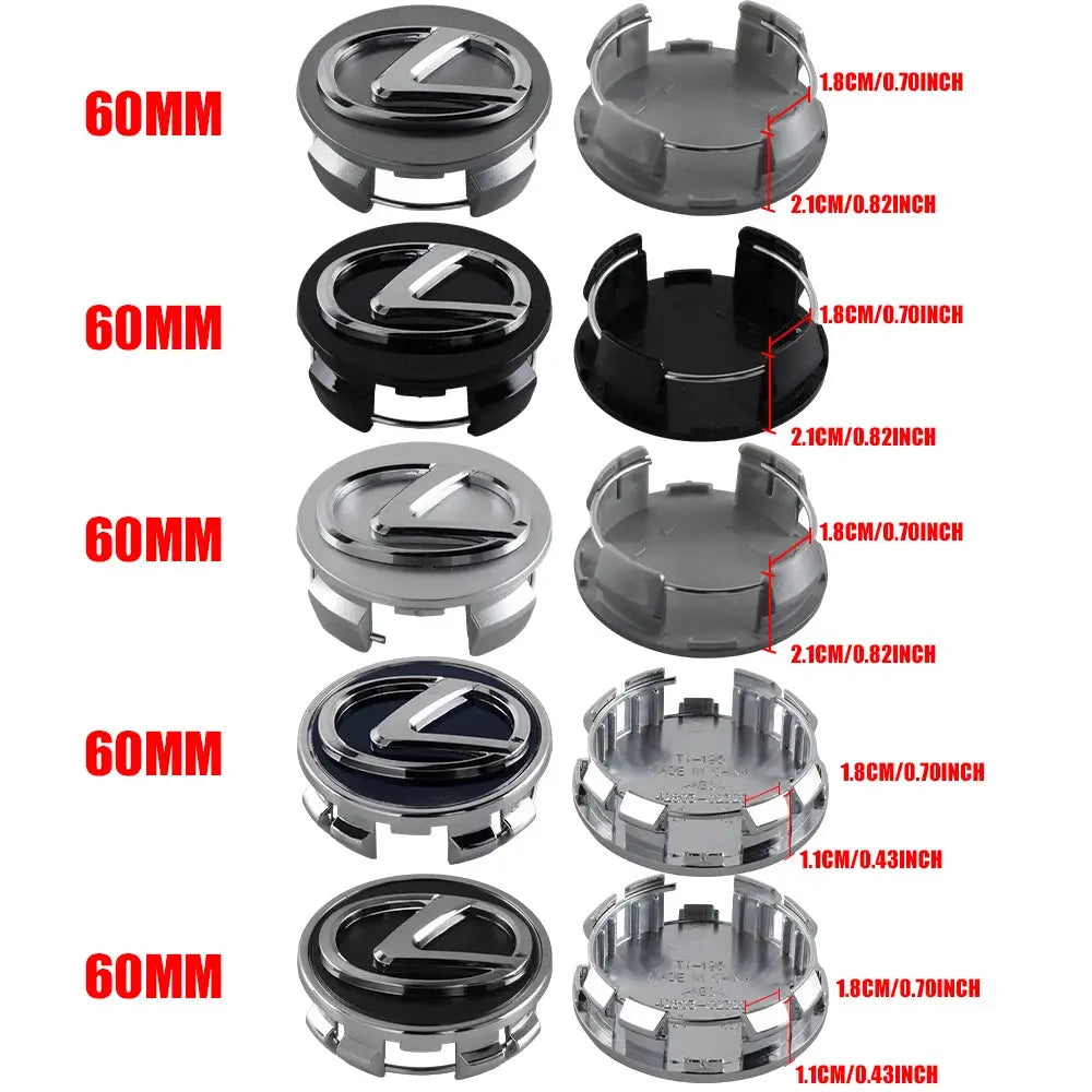 Lexus 60 mm Wheel Hub Center Caps (4‑Piece) PrimeFinds