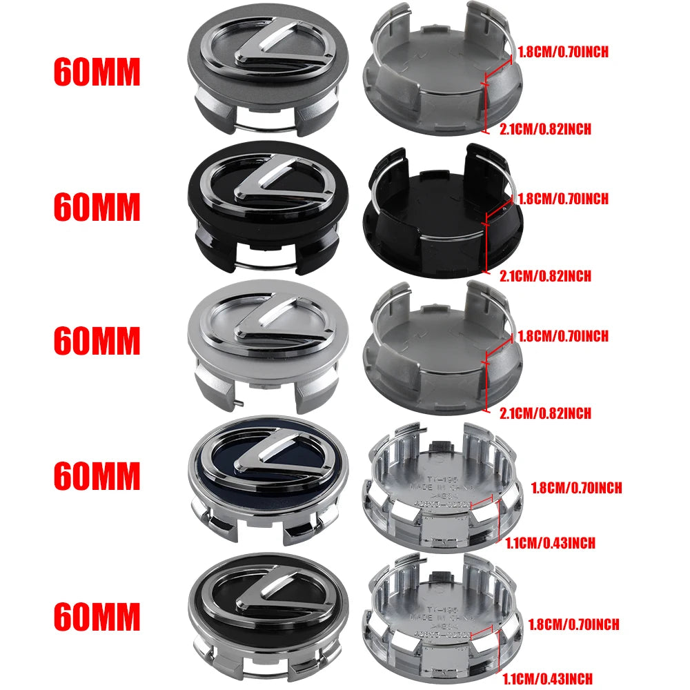 4PCS 60mm For Lexus FSPORT LBX NX RX 350h 450h ES UX 300e GS GX IS Car Wheel Tire Hub Center Cap Cover Auto Exterior Accessories
