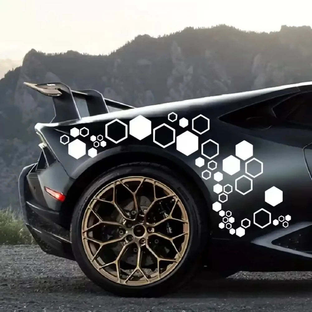 Car Honeycomb  Vinyl Decals,Large Small Combination Hexagonal Stickers DIY ,open style Decoration 52Pcs/Set