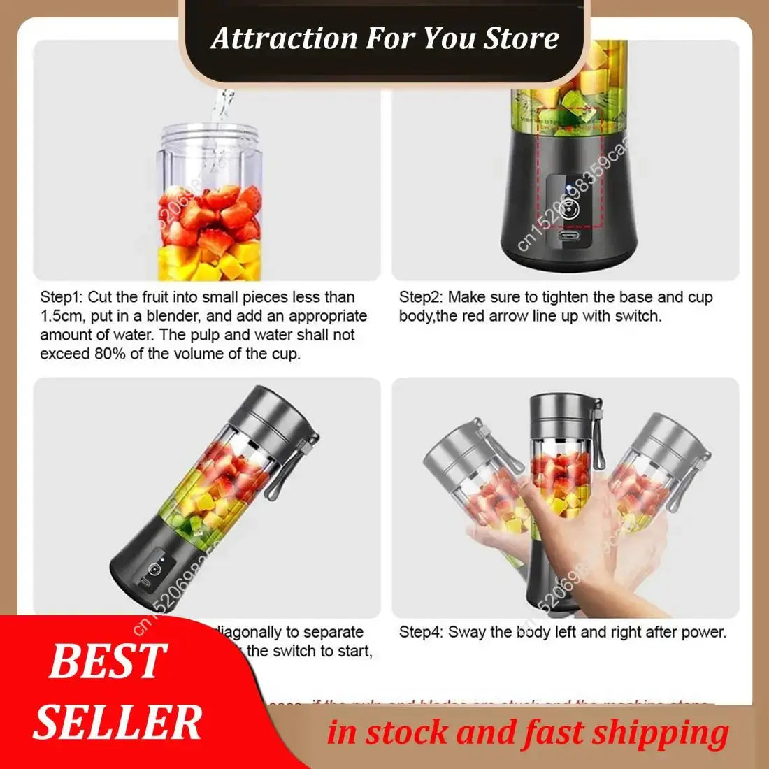 Portable USB Rechargeable Mini Blender for Smoothies PrimeFinds