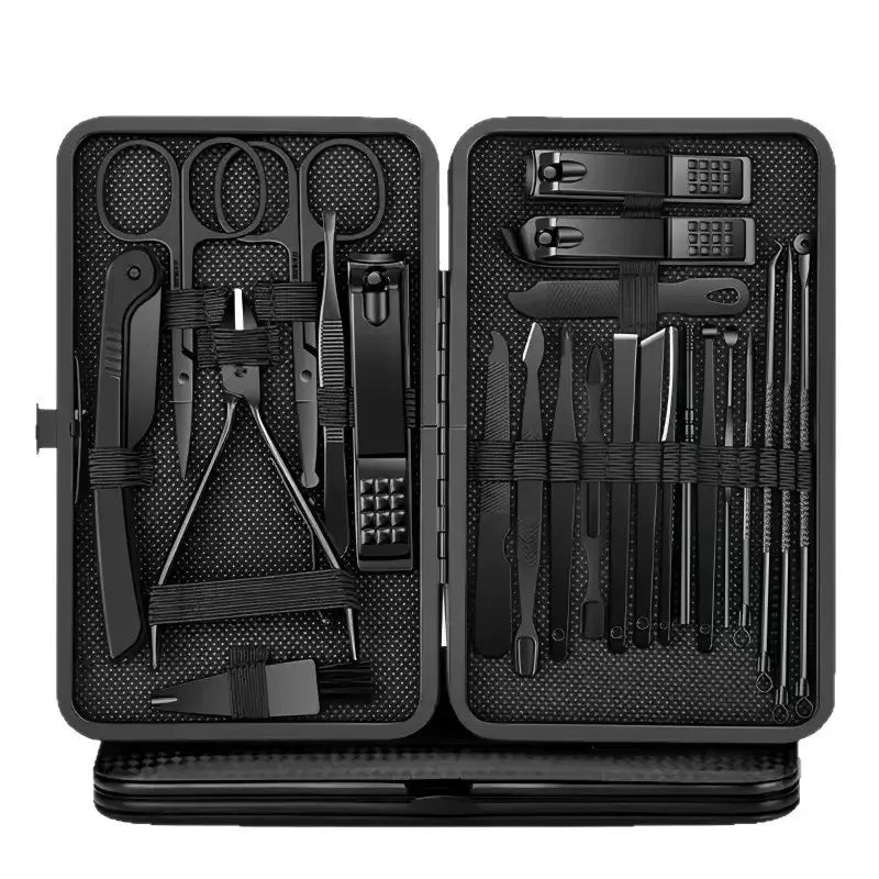 Nail clipper covers, complete set of decoration nails, 24-piece black diamond nail art, dead skin clipper, slanted nail clipper