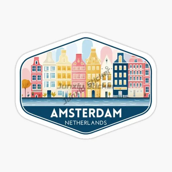 Amsterdam Landscape National Flag and Emblem Vinyl Self-adhesive Decal Car Waterproof Car Bumper Sticker Car Accessories KK10cm