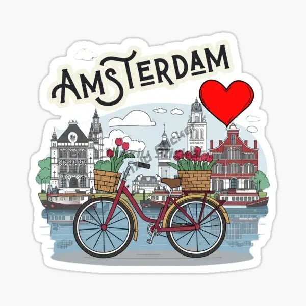 Amsterdam Landscape National Flag and Emblem Vinyl Self-adhesive Decal Car Waterproof Car Bumper Sticker Car Accessories KK10cm