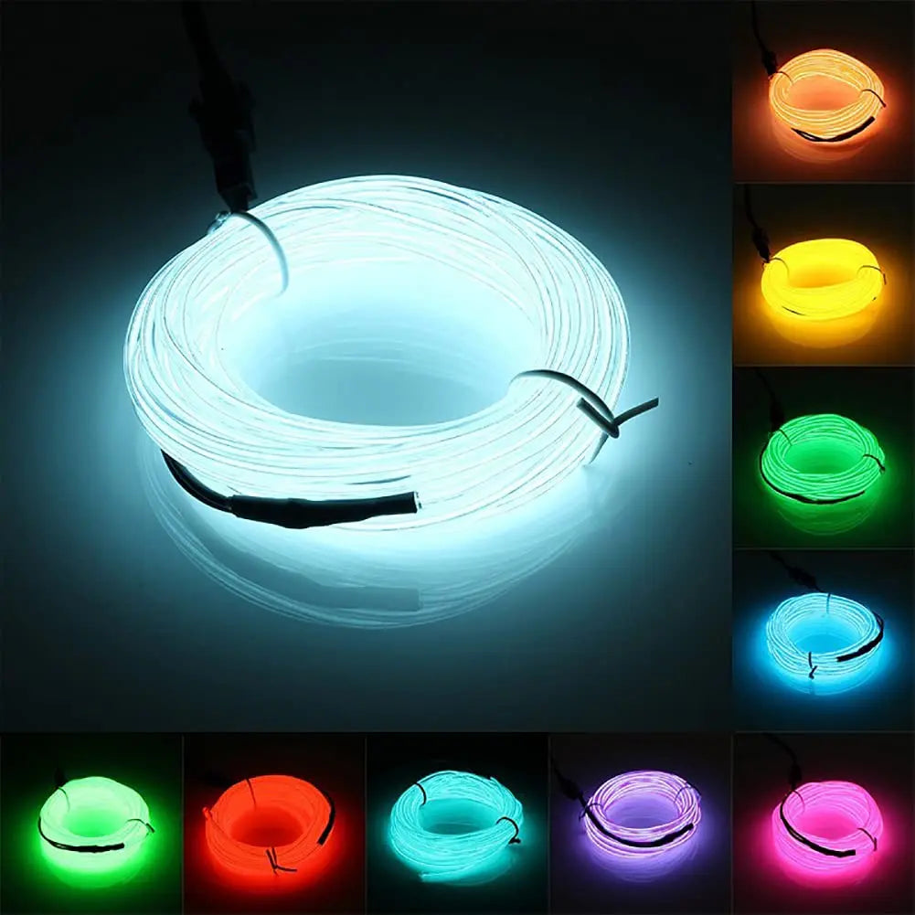 5M USB Car Interior LED Strip Light – Flexible Neon Ambient Lighting PrimeFinds
