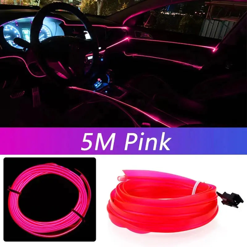 5M USB Car Interior LED Strip Light – Flexible Neon Ambient Lighting PrimeFinds