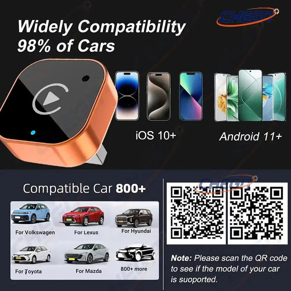 2-in-1 Wireless CarPlay & Android Auto Adapter – Wired to Wireless PrimeFinds