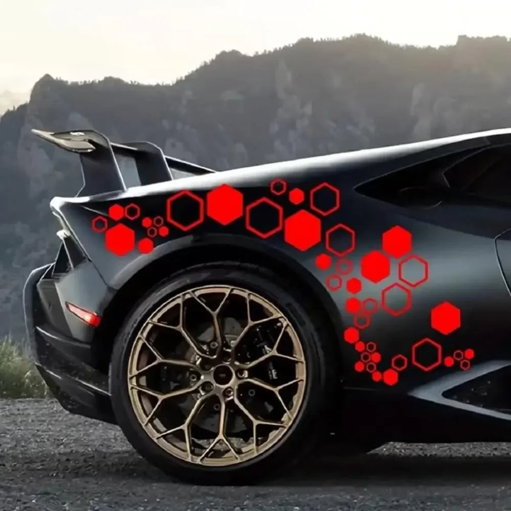 52Pcs/Set Car Cool Sticker Universal Car Graphics Honeycomb Open Style Sticker Auto Graphics Decor Tuning Car Side Sticker
