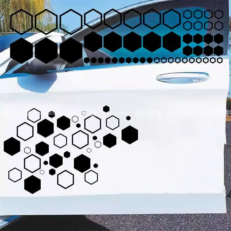 52Pcs/Set Car Cool Sticker Universal Car Graphics Honeycomb Open Style Sticker Auto Graphics Decor Tuning Car Side Sticker