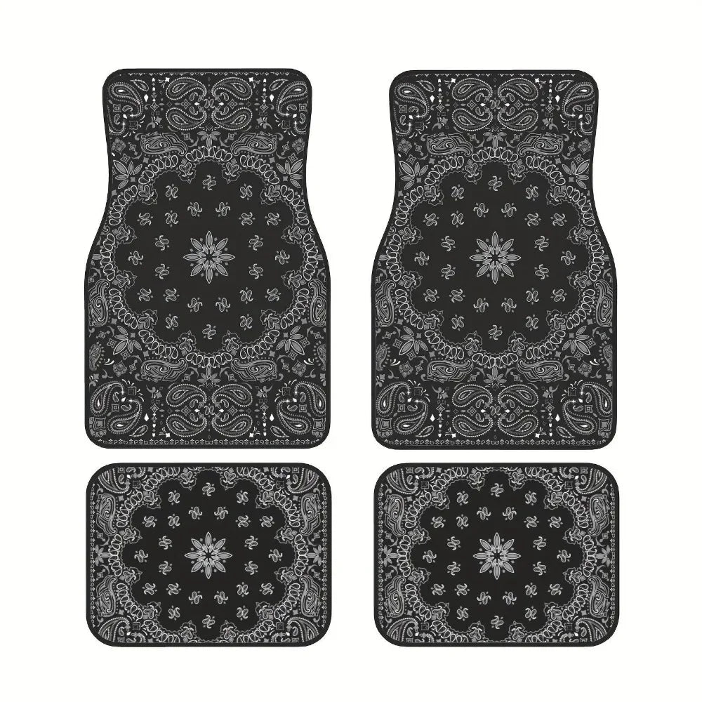 4Pcs Bohemian Car Floor Mats Anti-slip Heavy Duty Persian Carpet Dirty Resistant Car Decoration Car Floor Protector Rugs
