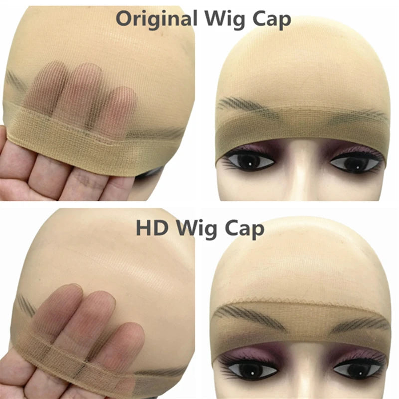 2/10/24Pieces Ultra-Thin HD Sheer Wig Caps for Women Invisible Stocking Bald Cap Lace Front Wig Accessories