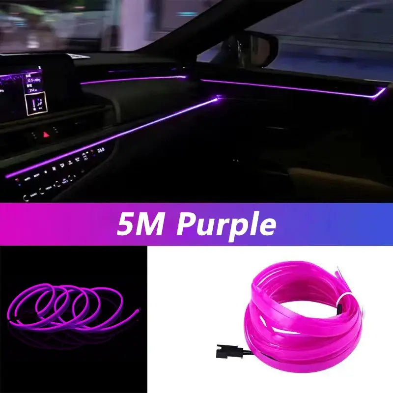 5M USB Car Interior LED Strip Light – Flexible Neon Ambient Lighting PrimeFinds