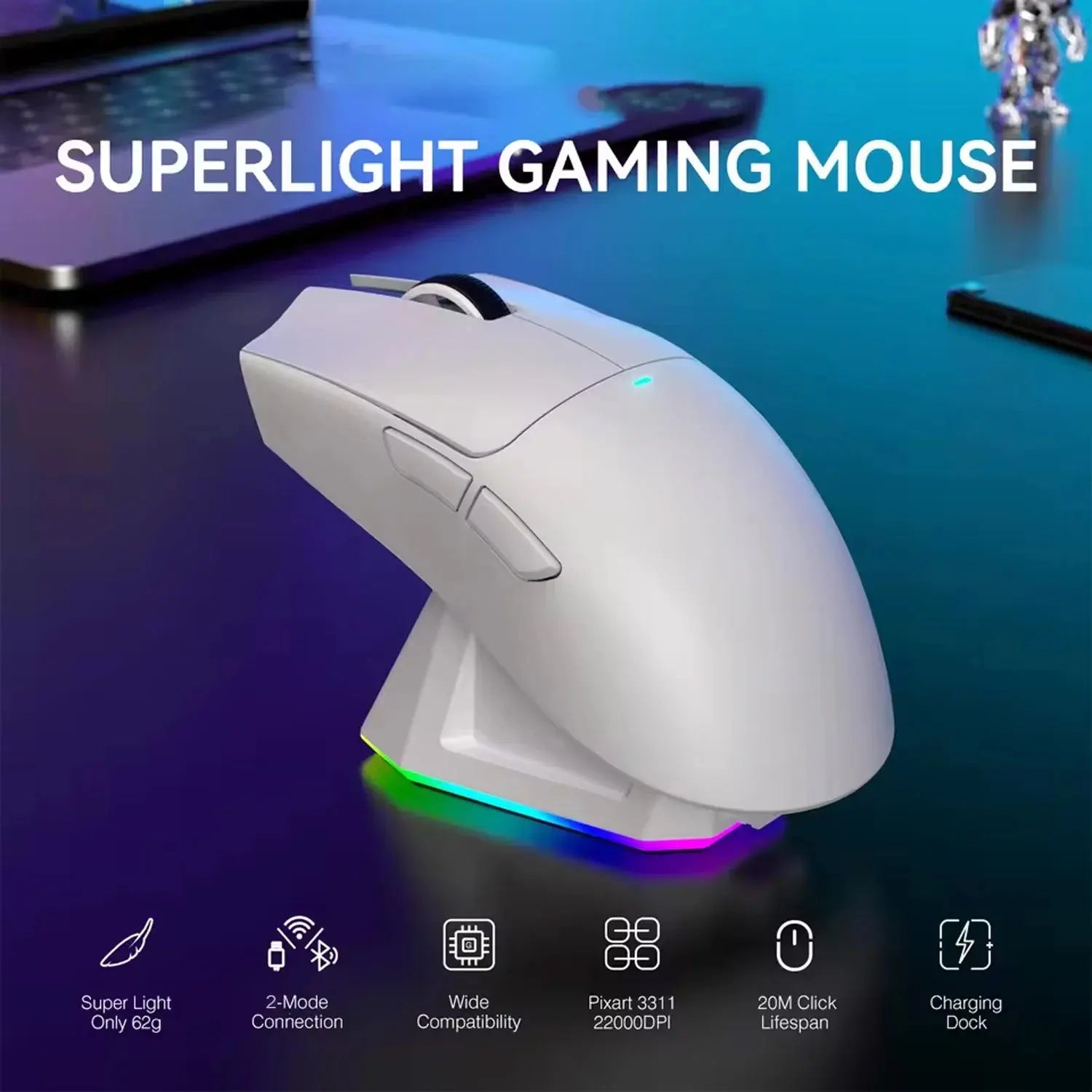 X11 RGB Wireless Gaming Mouse (Charging Dock) PrimeFinds
