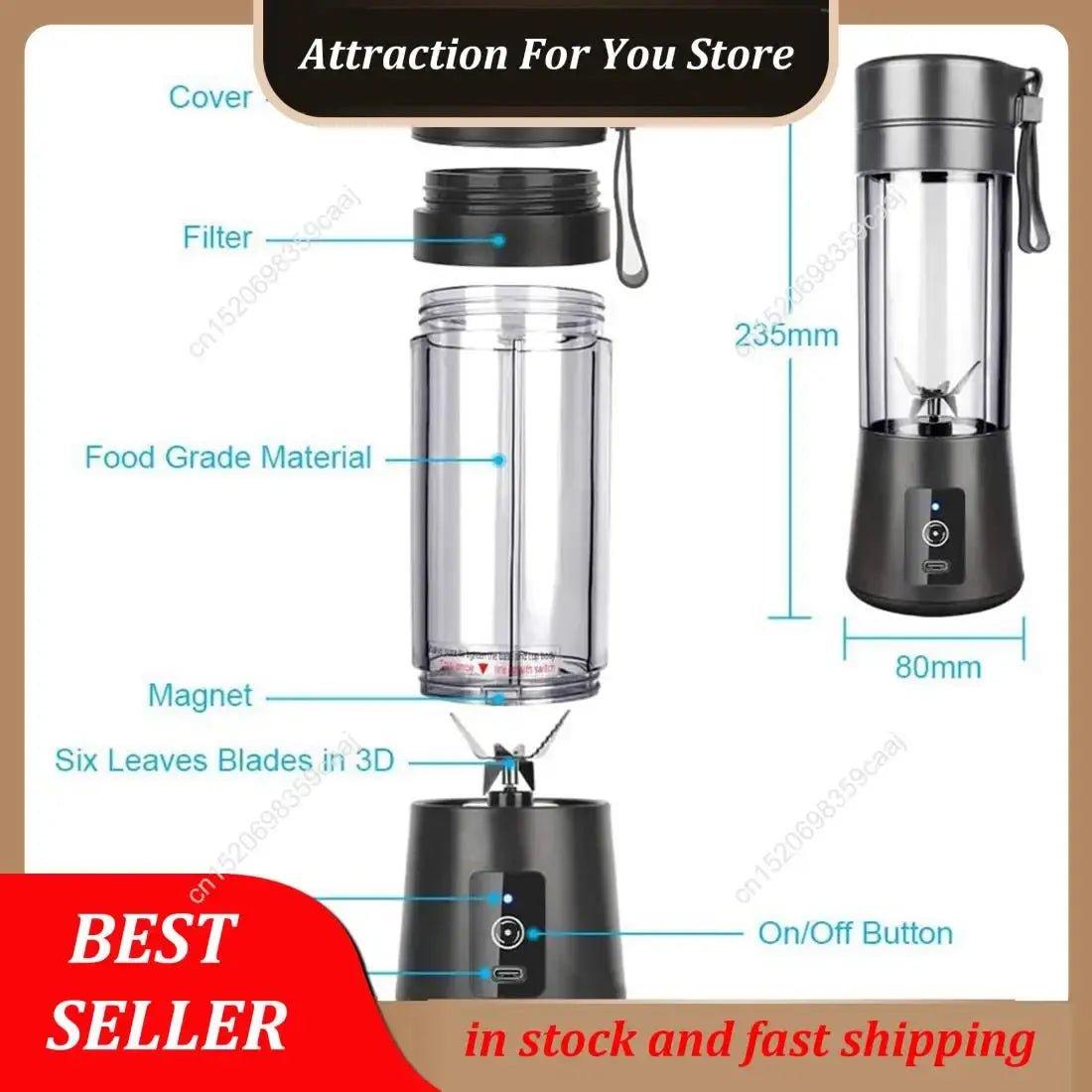 Portable USB Rechargeable Mini Blender for Smoothies PrimeFinds