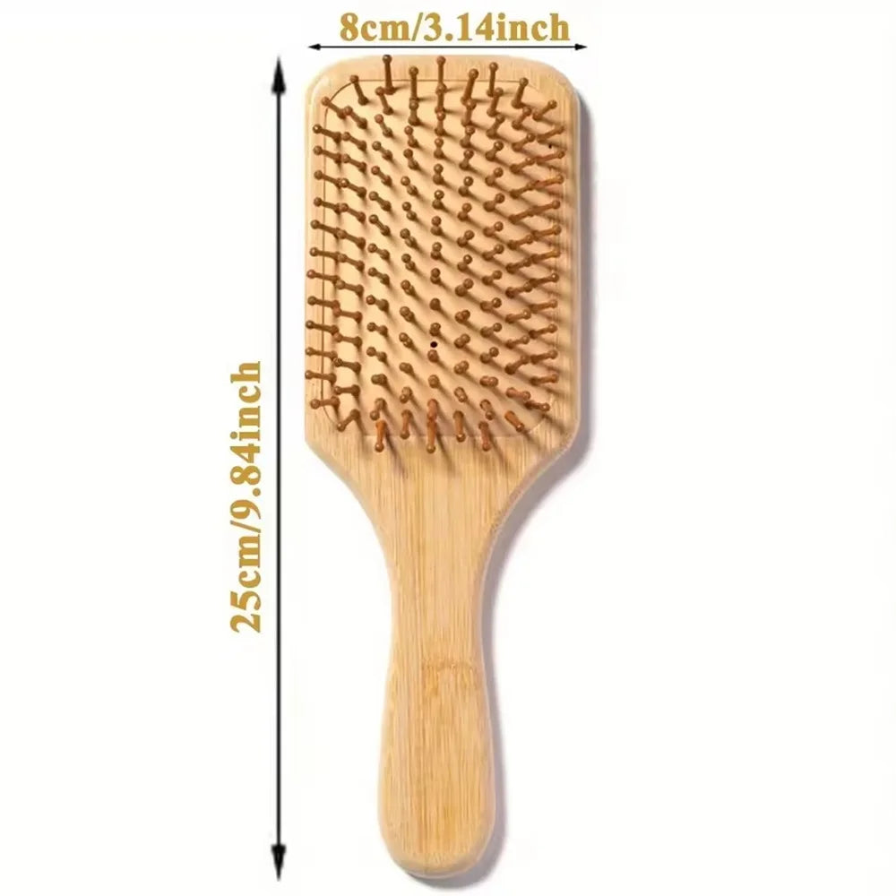 Marseilis Natural bamboo paddle comb air cushion comb scalp massage anti-static tangle free comb,Special for real hair wigs