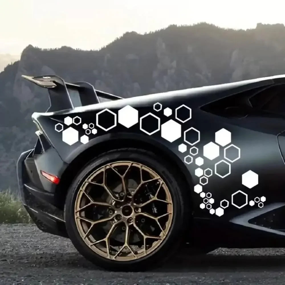 52Pcs/Set Car Cool Sticker Universal Car Graphics Honeycomb Open Style Sticker Auto Graphics Decor Tuning Car Side Sticker