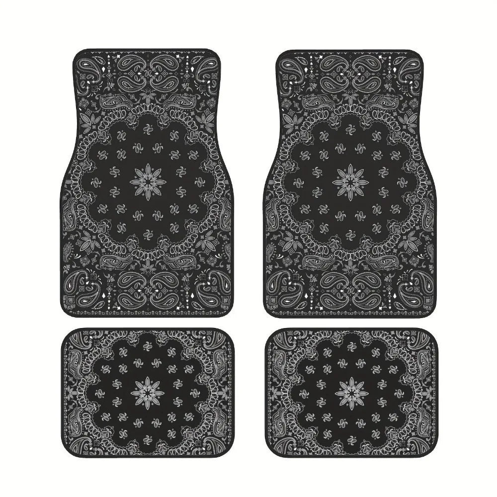 4Pcs Bohemian Car Floor Mats Anti-slip Heavy Duty Persian Carpet Dirty Resistant Car Decoration Car Floor Protector Rugs