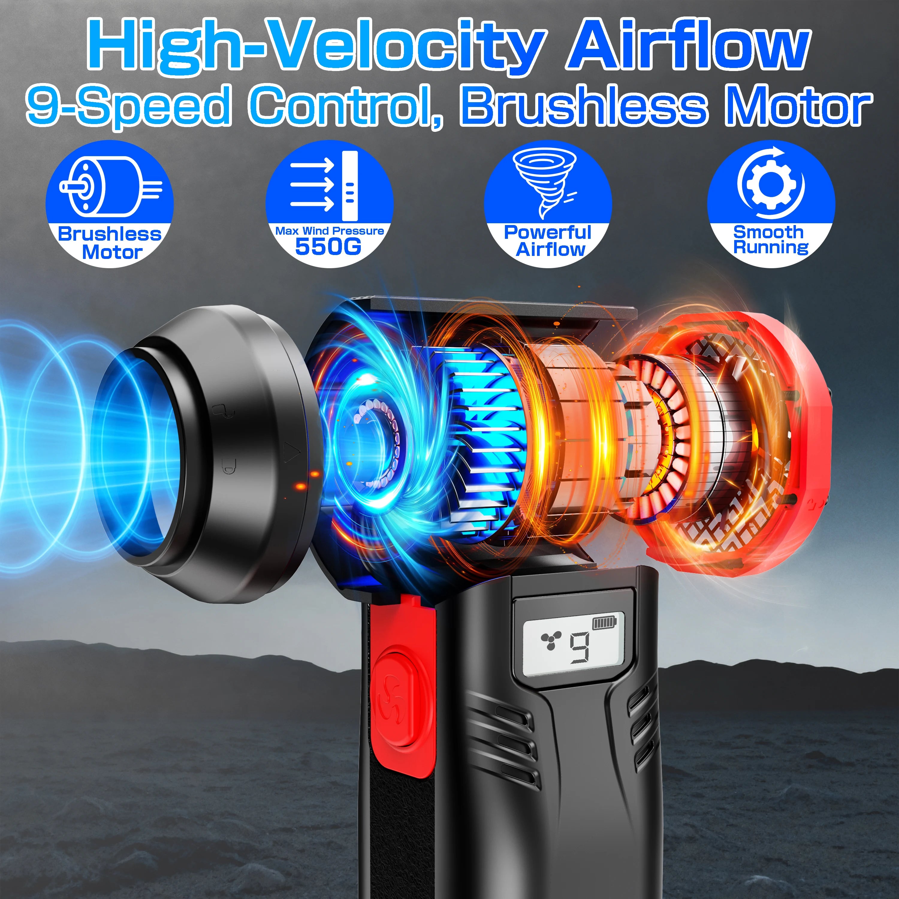 For Car RV Truck Trailer SUV Wireless Hair Dryer Powerful Air Jet Blower Violent Fan Cleaning Blower Tools Handheld Turbo Fan